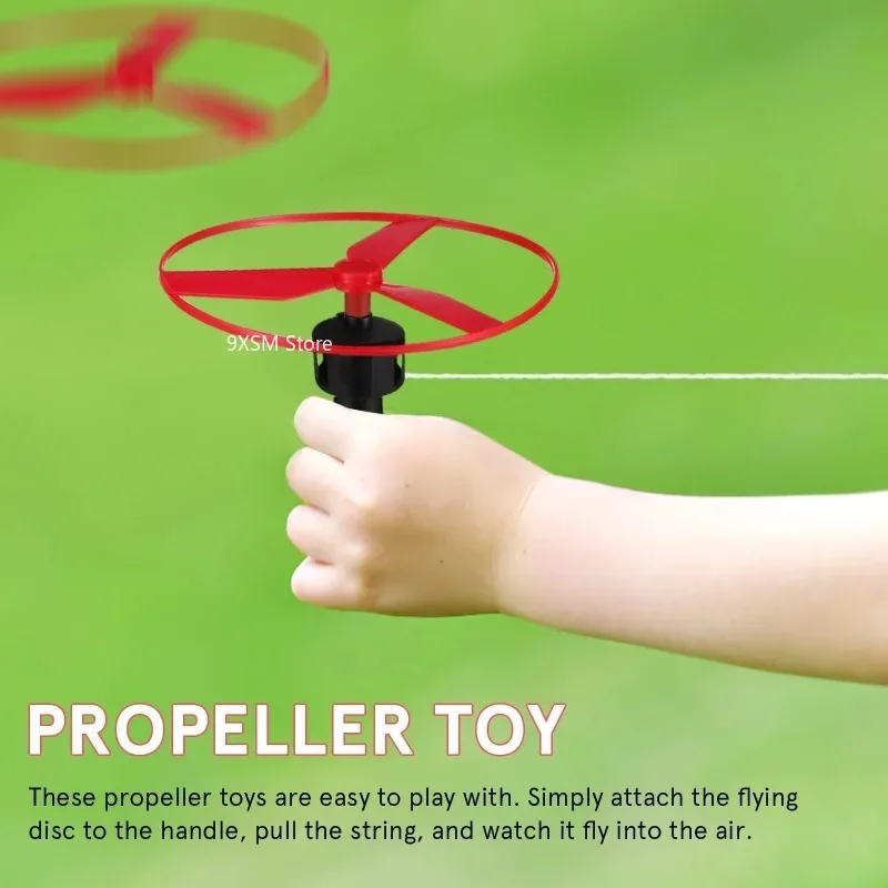 1pc Kids Pull String Flying Disc Propeller Helicopter Outdoor Toys Fun Game Sports Flying Spin Top Children Development Toy 3