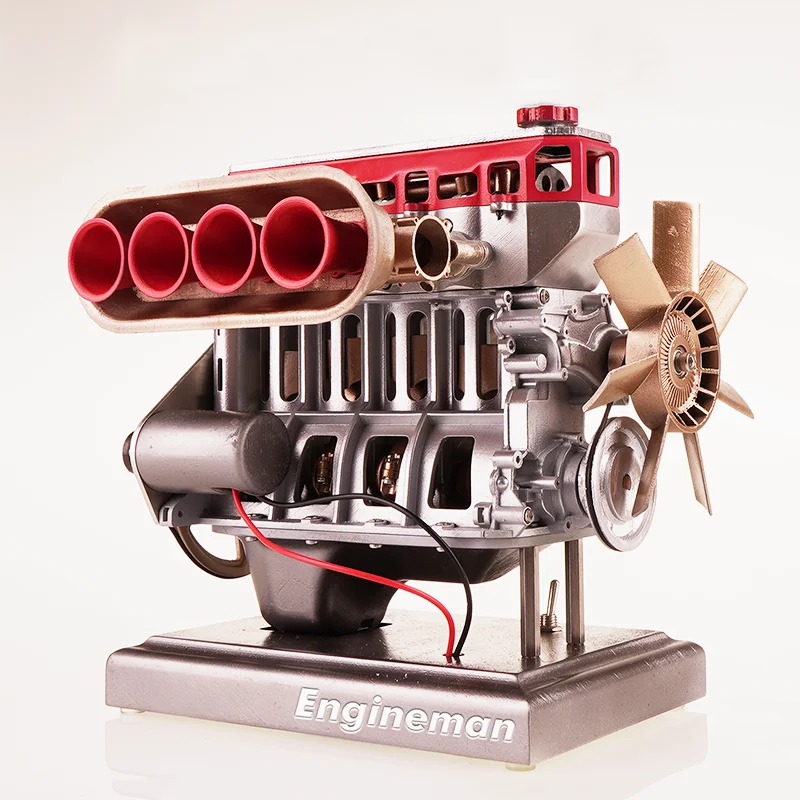 

Red L4 Inline Four Cylinder Engine Model DIY Mini Engine Movable Assembled Toy Movable Car Engine Model Toy