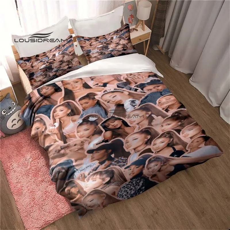 Ariana Grande Bedding Set 3D Printing Fashion Pop singer Home Decoration Boy Girl King Size Bedding Set Quilt Cover Pillowcas 4