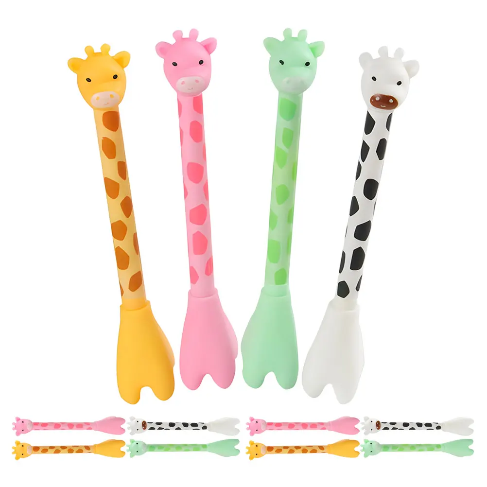 12 Pcs Decorate Giraffe Ballpoint Pen Student Cartoon Stationery Pp Multicolored Pens