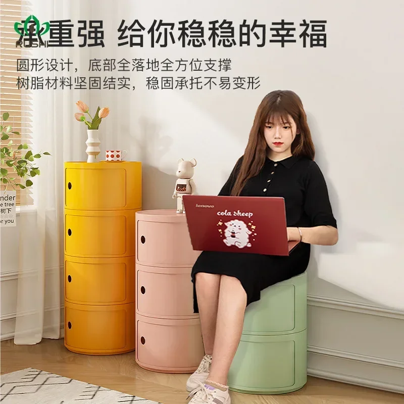 Nordic Ins Net Red Bedside Table Modern Minimalist White Round Creative Small Cabinet Mini Simple Side Cabinet furniture