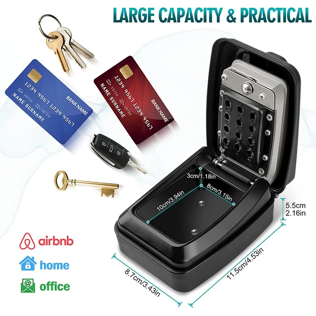 Key Box Wall Mounted Large Key Box Secure Waterproof Outdoor Key Box With 12 Code Rustproof Weatherproof Heavy Duty Key 2