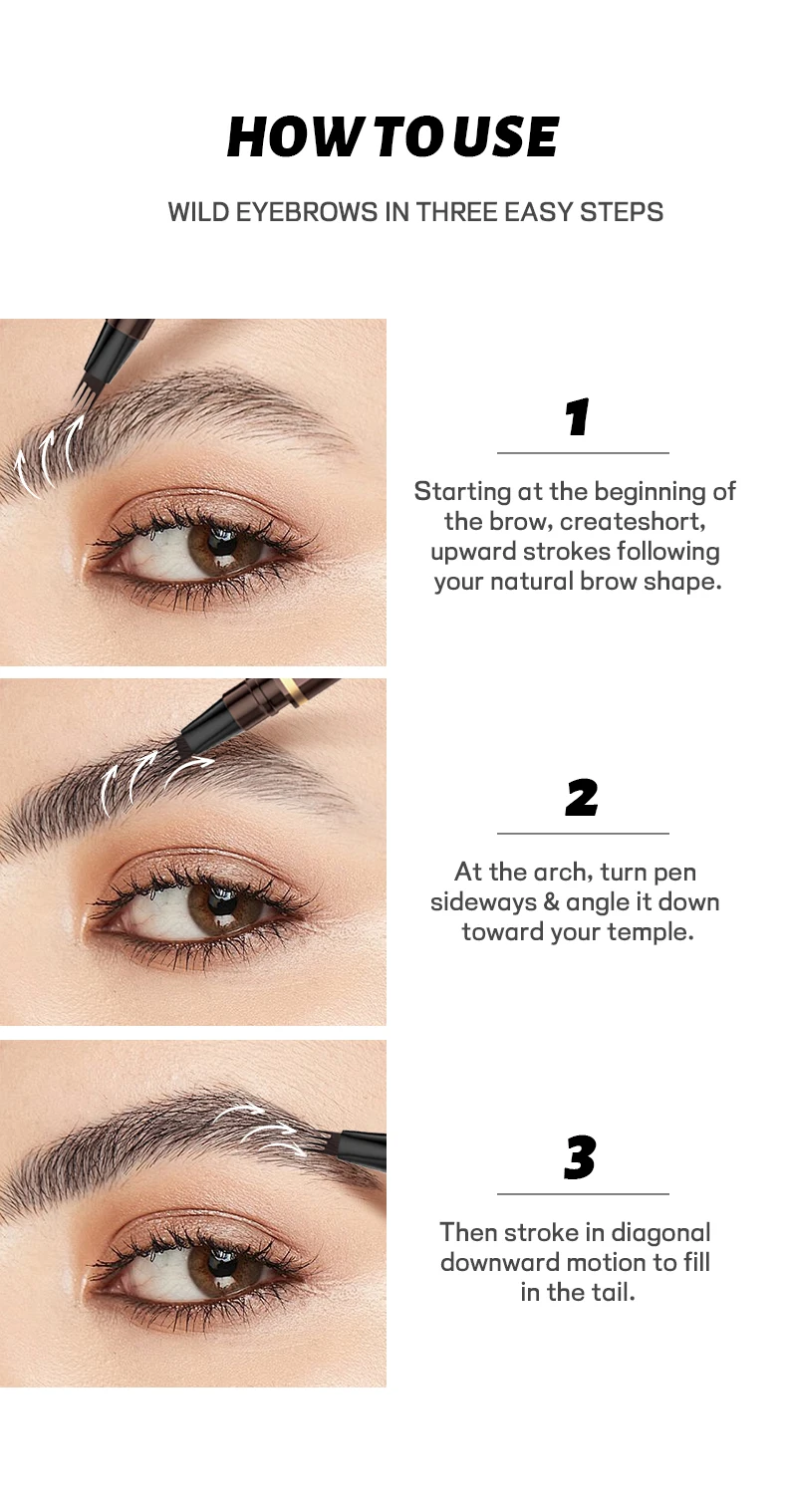 Liquid Eyebrow Pencil Four Pronged Waterproof Long Lasting Pen_voghion.com