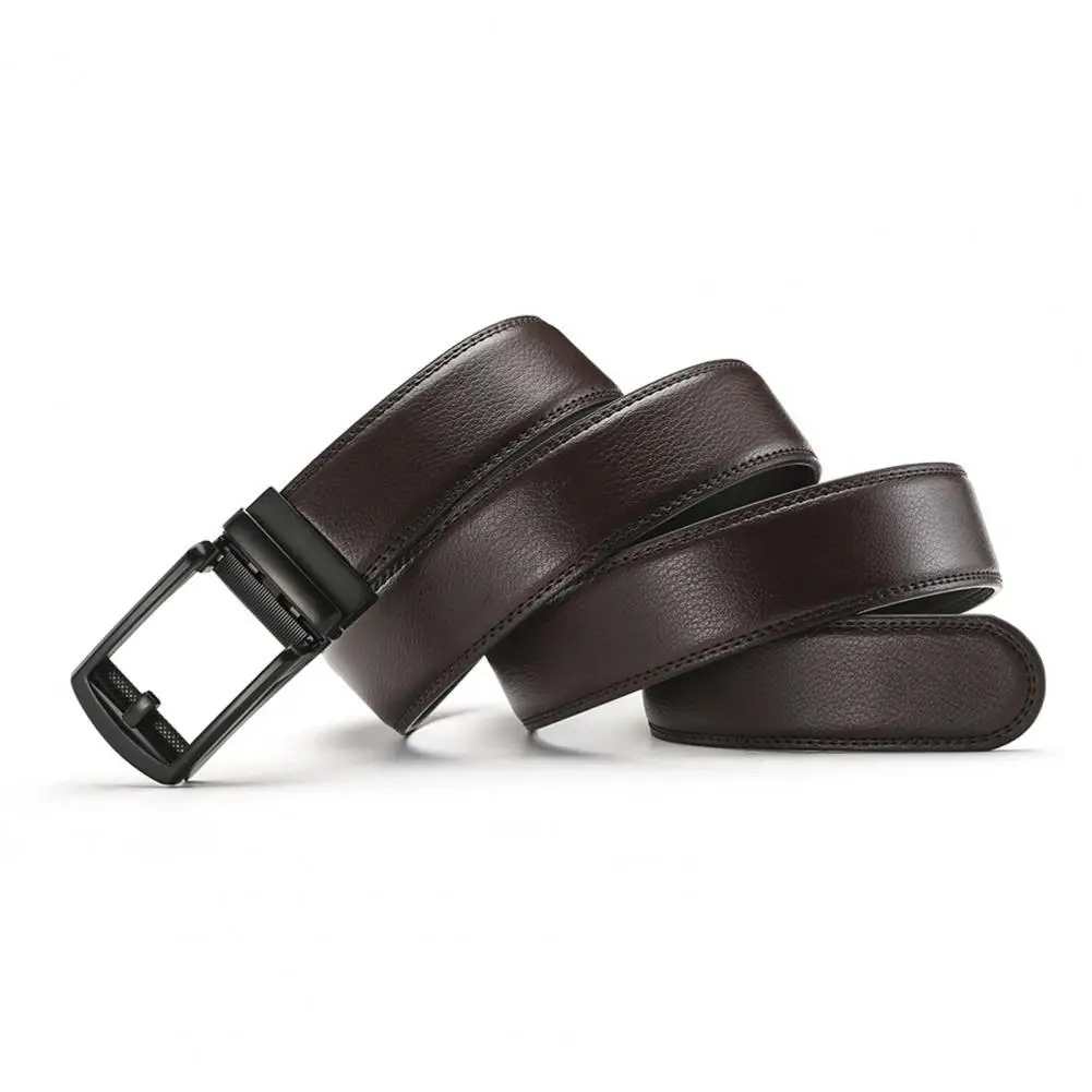 

Men Belt with Automatic Buckle Stylish Men's Faux Leather Belt with Micro Automatic Buckle Slide Buckle for Men