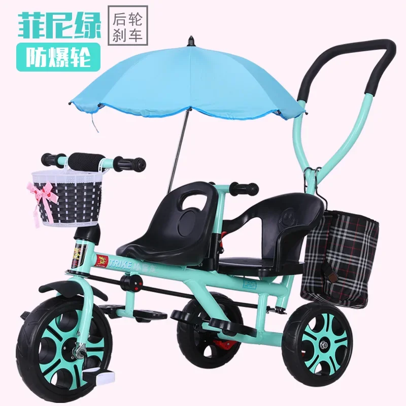 

Детский трехколесный велосипед, двойная ручная тележка, Двухместный детский велосипед, детская легкая коляска, детская коляска