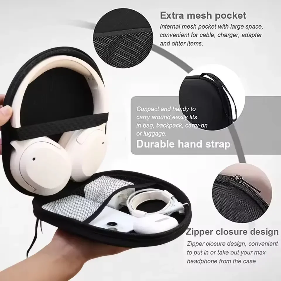 Bluetooth Headset Earphone Hard Case for Sony Headphones Storage Bag Case Portable Travel Shockproof Earbuds Carrying Pouch Bag 3
