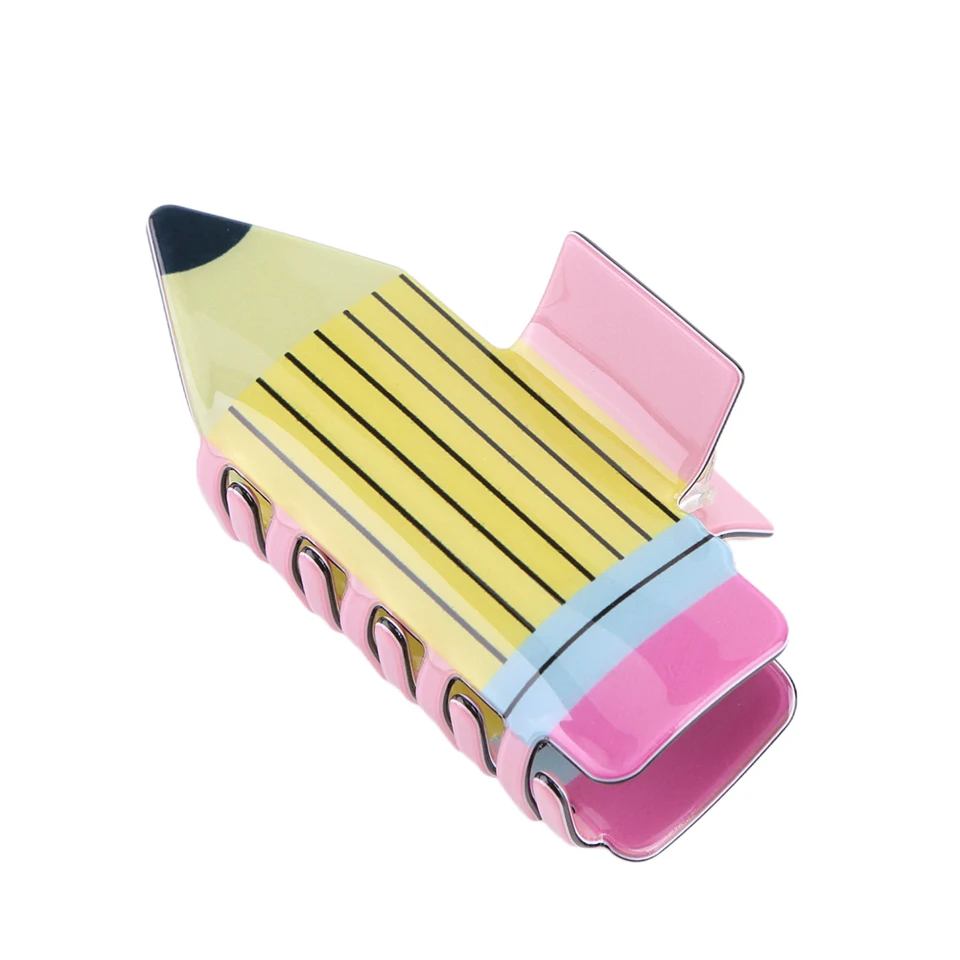Creative Book Pencil Hair Claw Clips Set