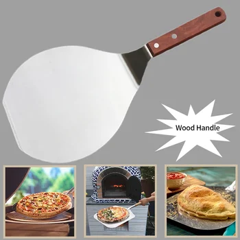 Kitchen Household Cooking Tools Non Stick Pastry Stainless Steel Lifter Round Spatula Pizza Peel Paddle Hanging Cake Shovel Chef 2