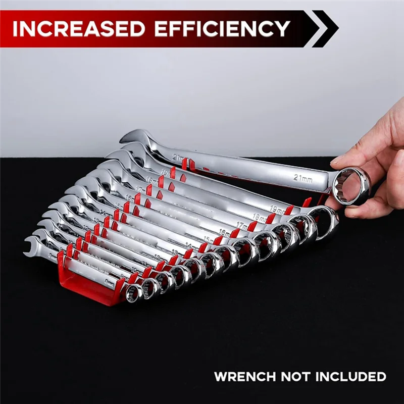 2 Pack Metal Wrench Organizer-Premium Wrench Holder Tray Wall-Mounted Storage Solutions for (1 Red & 1Black tool organizer wrench organizer wrench holder