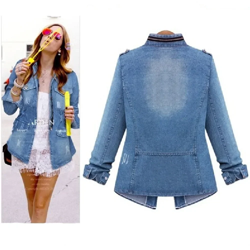 Women's Style Jackets European and American Women's Denim Jacket Do Old Temperament Skinny Denim Jacket