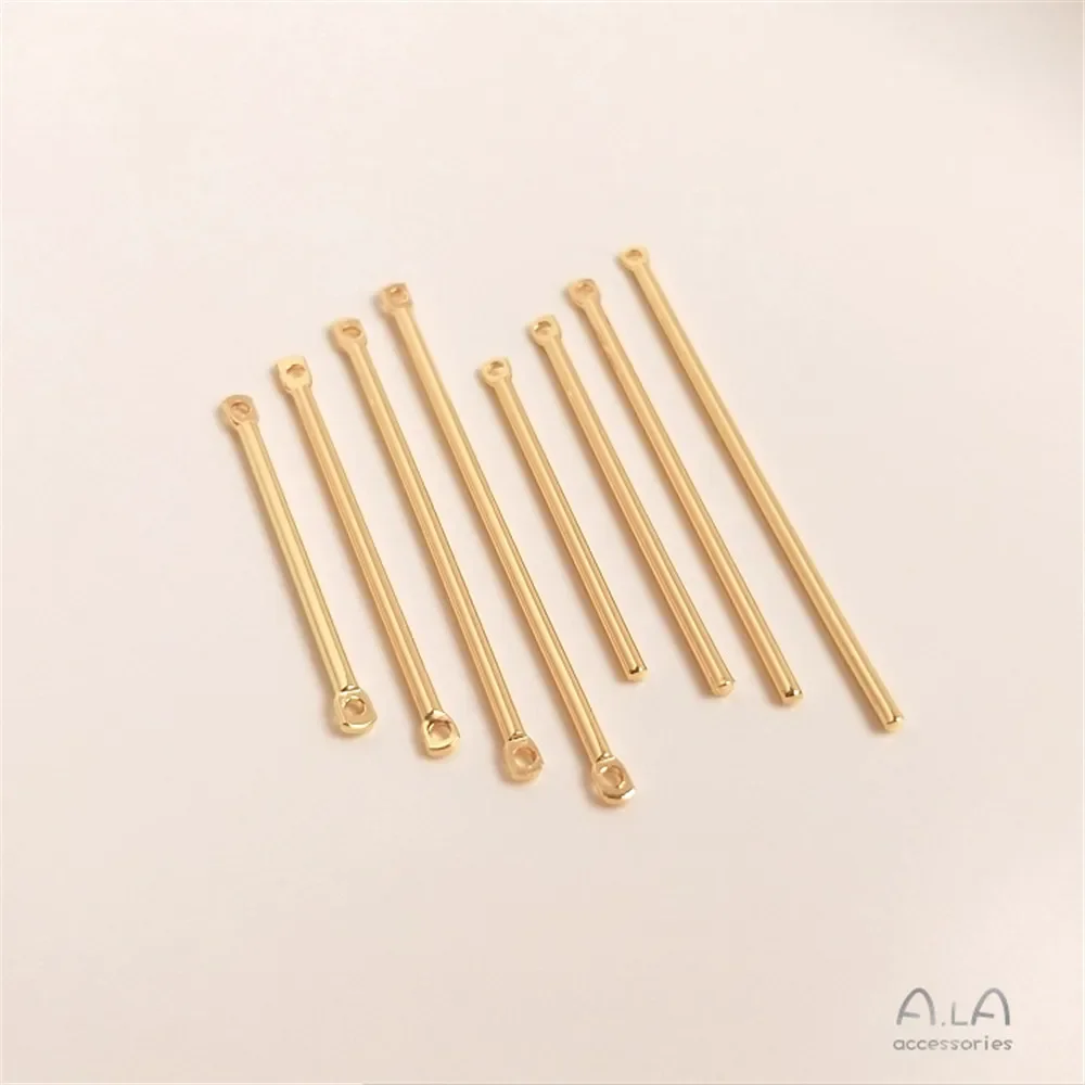 

14K Gold Color Double hole small round rod connecting rod single hole hanging rod DIY necklace earring pendant jewelry material