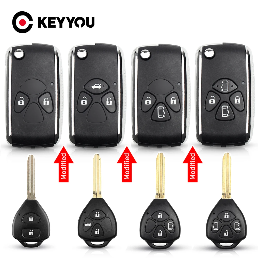 Keyyou 2/3/4 Pulsanti Aggiornato Custodia Pieghevole Per Auto Per Toyota Avlon Crown Corolla Camry Rav4 Reiz Yaris Prado Key Shell Toy43