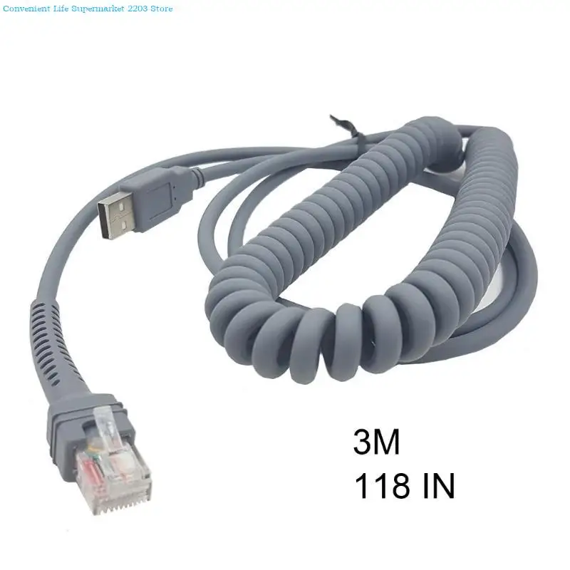 91AA Symbol LS2208AP LS1203 LS4208 LS4278용 효율적인 9피트 코일형 USB 케이블