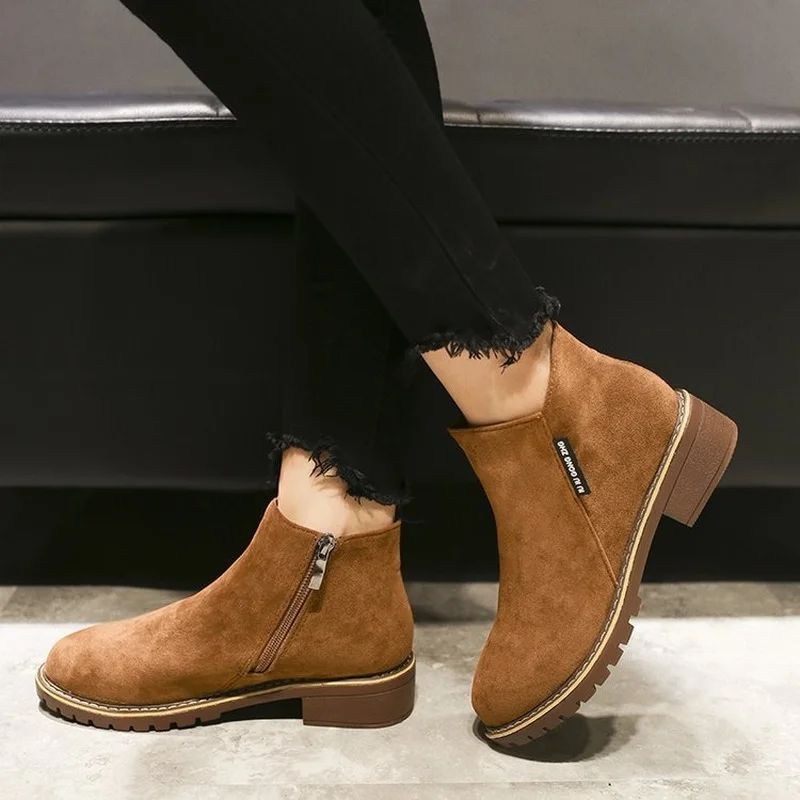 2022 New Women Boots Autumn Winter Boots Classics Zipper Snow Ankle Boots Faux Suede Woman Shoes Short Boots Ladies