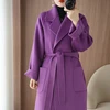 100% Wool Coat Women's Wear 2024 Autumn/Winter Fashion Temperament Double sided Cashmere Coats with Belt Elegant Long Overcoat 5