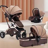 Poussette 3 en 1 pour bébé, système de voyage pour bébé, poussette 3 en 1 avec base Isofix, poussette pliable pour nouveau-né, poussette standard réversible 5
