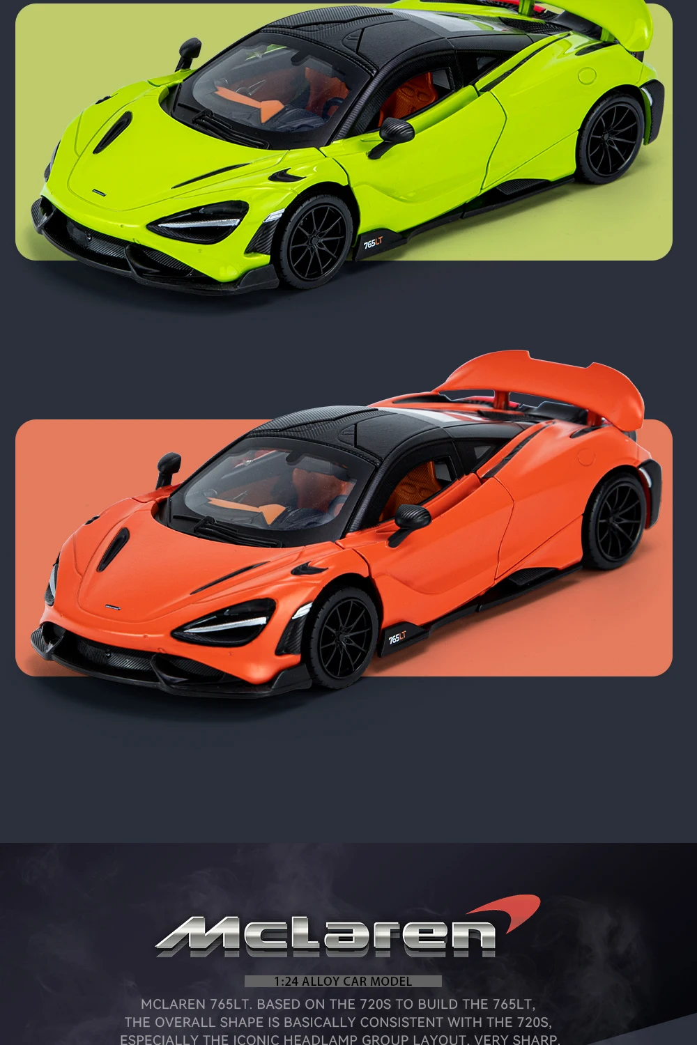 1:24 McLaren 765LT Supercar Alloy Model Car Toy Diecasts Metal Car