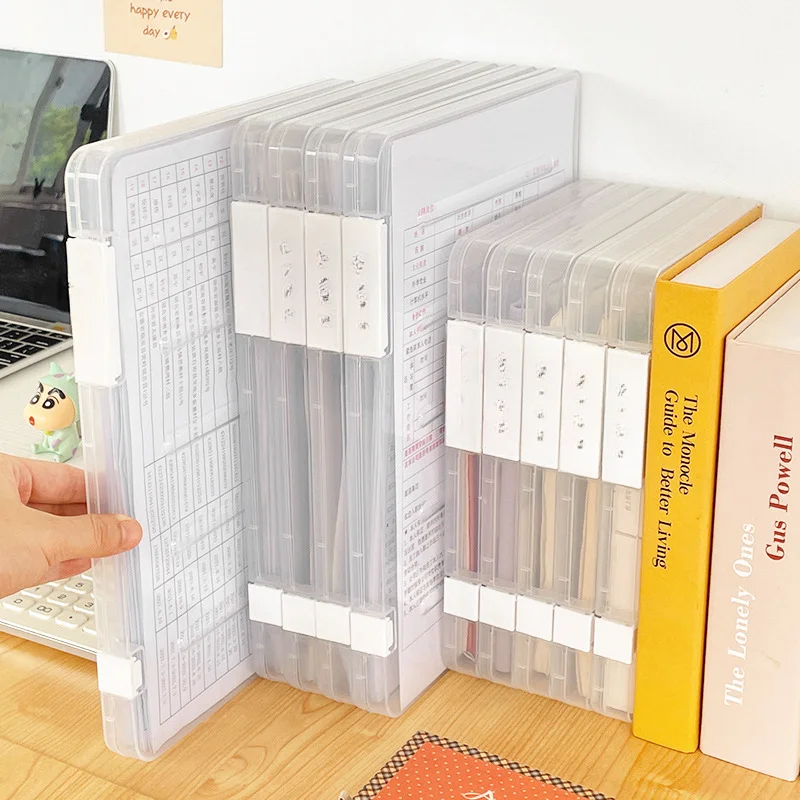 A4 File Storage Box Transparent Double Buckle Plastic Archive Box Waterproof And Dustproof Graduation Certificate Material Box
