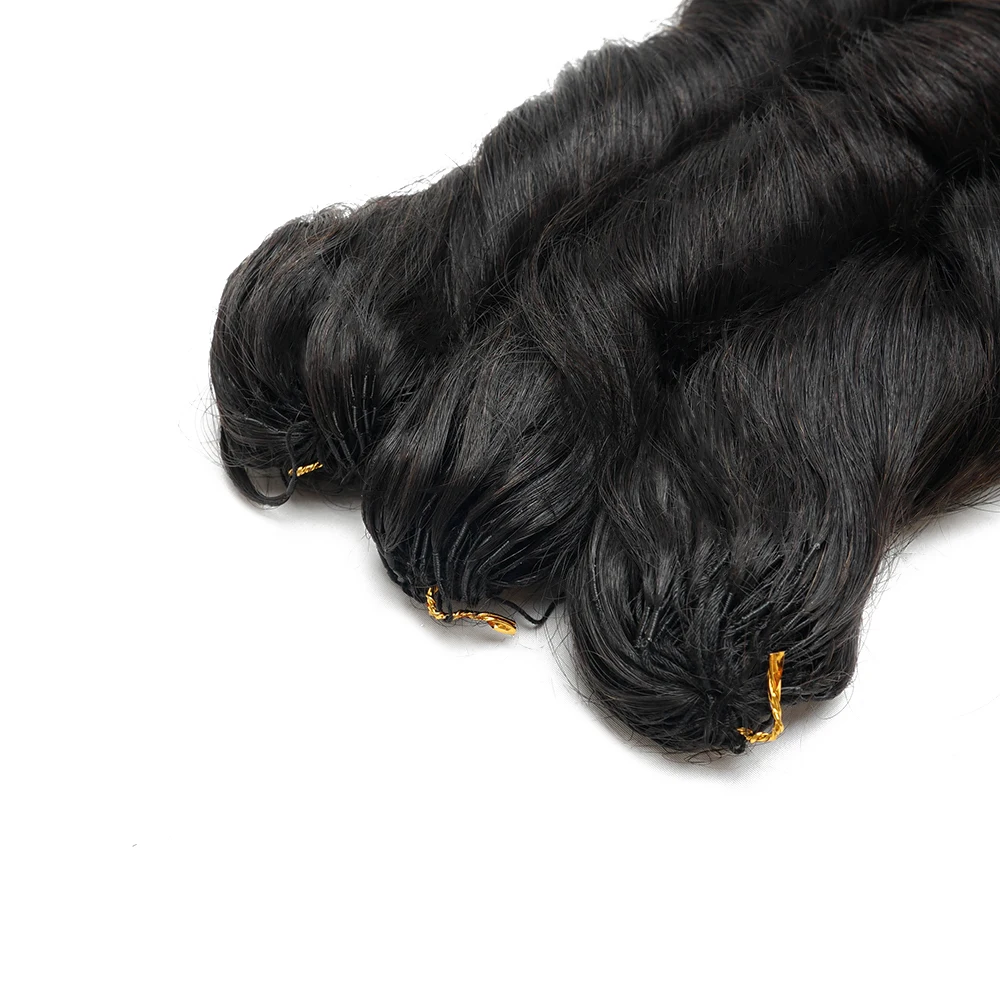 Kisshair Miracle Knots French Curl, Capelli Umani Pre-divisi per Intrecciare, Piuma Crochet, Ondulati e Voluminosi, Senza Nodi, Stile Bora Boho - immagine 5