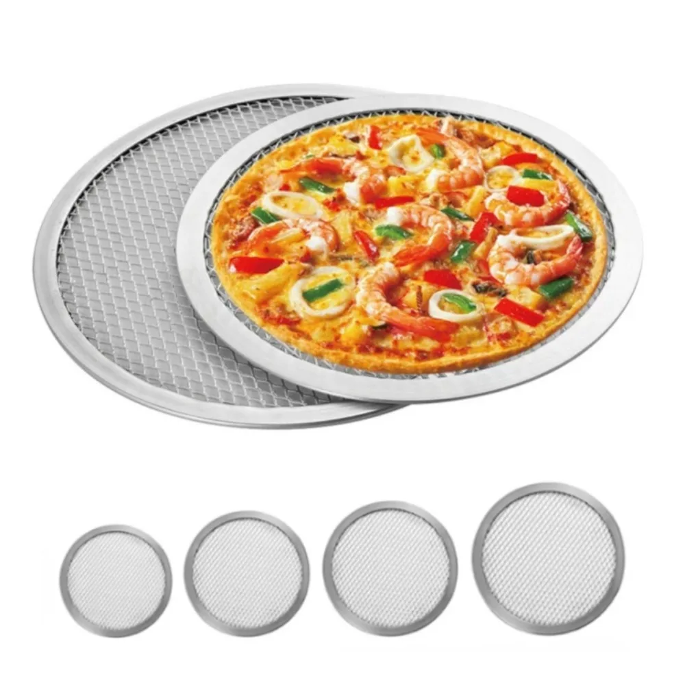 10/11/12/13in Pizza Pan Perforated Stainless Steel Nonstick Pizza Wire Mesh Tray Kitchen Bakery Restaurant BBQ Party Supplie pizza bakeware