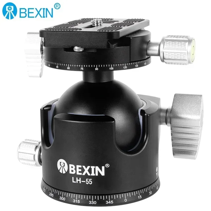 Tripod gimbal 55mm aluminum 360 &deg; panoramic ball head installation Yajia quick release plate Maximum Load capacity 35KG