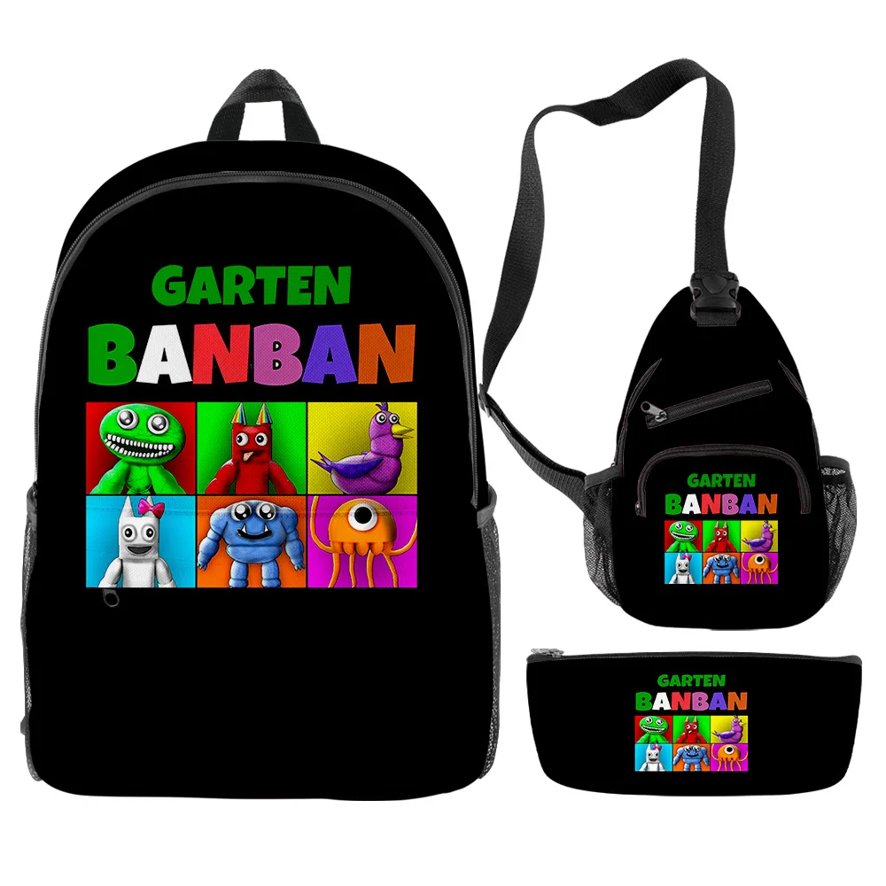 

Hip Hop Popular Funny Garten of Banban 3D Printed 3pcs/Set pupil School Bags Travel Laptop Backpack Chest Bag Pencil Case