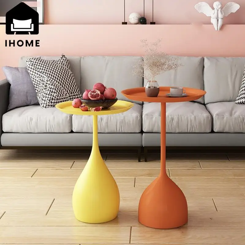 Simple modern wrought iron coffee table living room household round coffee table combination creative small apartment side coffee table