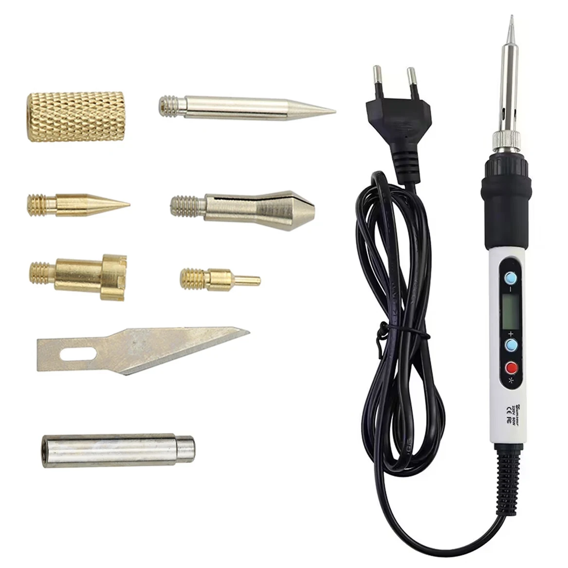 7 in 1 Wood Embossing Burning Carving Pyrography Pen Kit 60W 80W Adjustable Temperature Soldering Iron Hand Operated Tools Set soldering iron kit