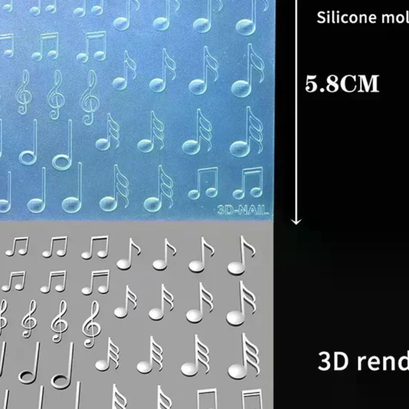 3D Letter Musical Note Number Nail Silicone Mold DIY Fashion Nail Decoration Tools Nail Templates Manicure Design Tool Supplies