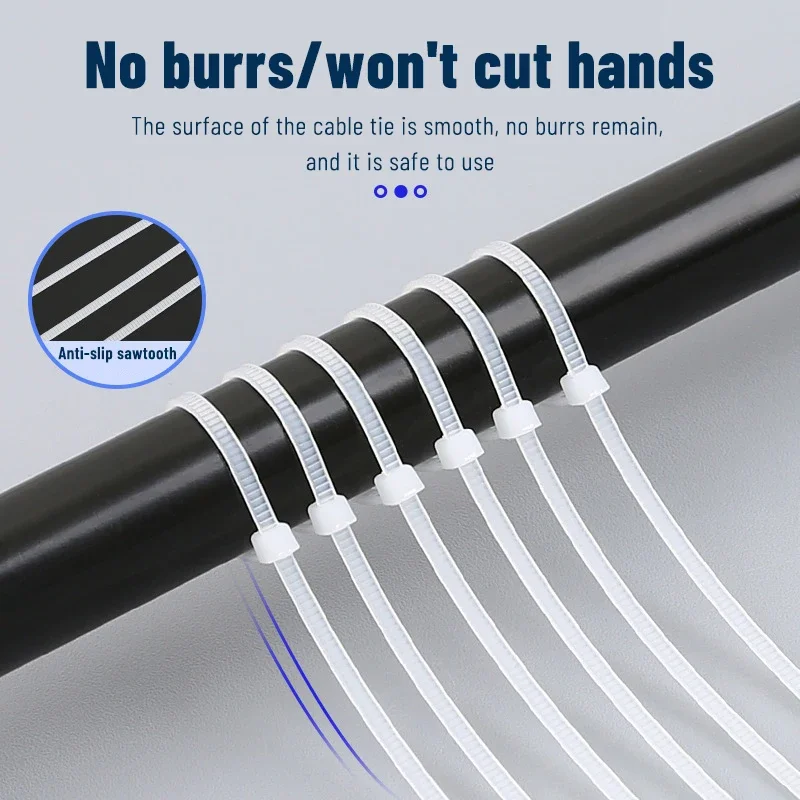 Cable Ties 100pcs Strong Self-Locking Nylon Plastic Cable Tie Buckle