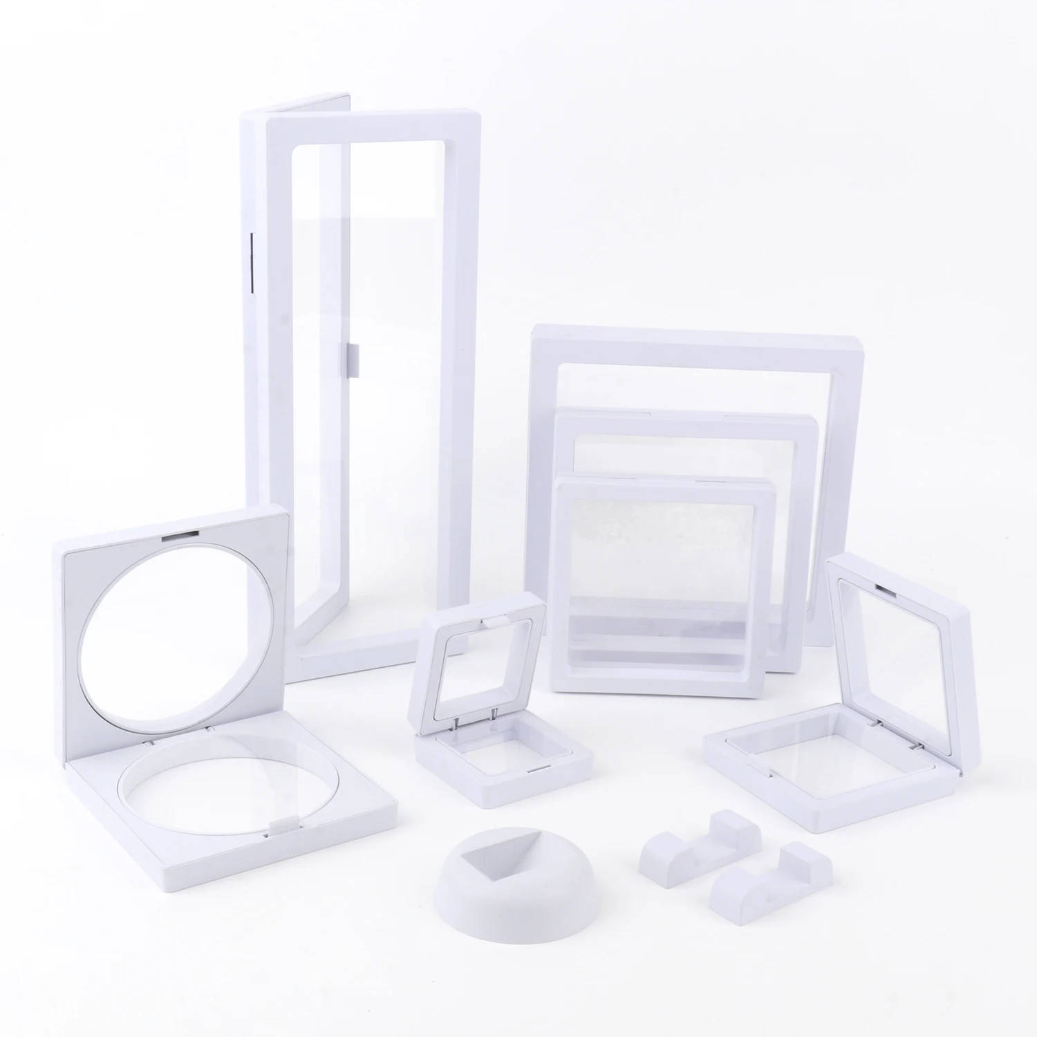 3D Free Stand White Suspension Floating Case Frame Membrane Display For Jewelry Storage Earrings Necklace Ring Accessories Box