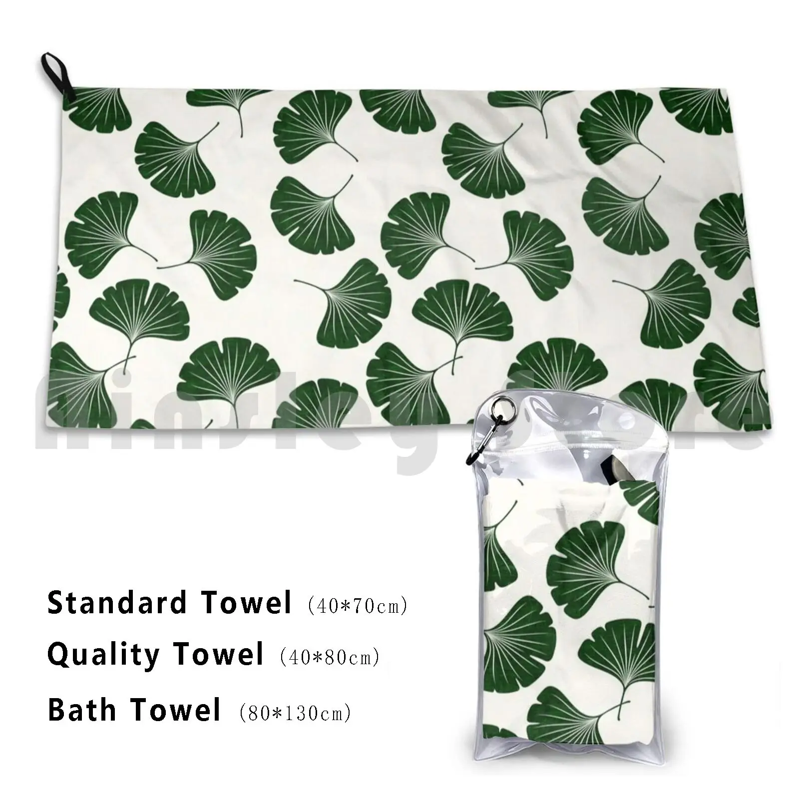 Ginkgo Biloba-Foglie Di Gingko-Telo Mare Verde/Crema Asciugamano Di Qualità Ad Asciugatura Rapida Ginkgo Biloba Ginkgo Gingko