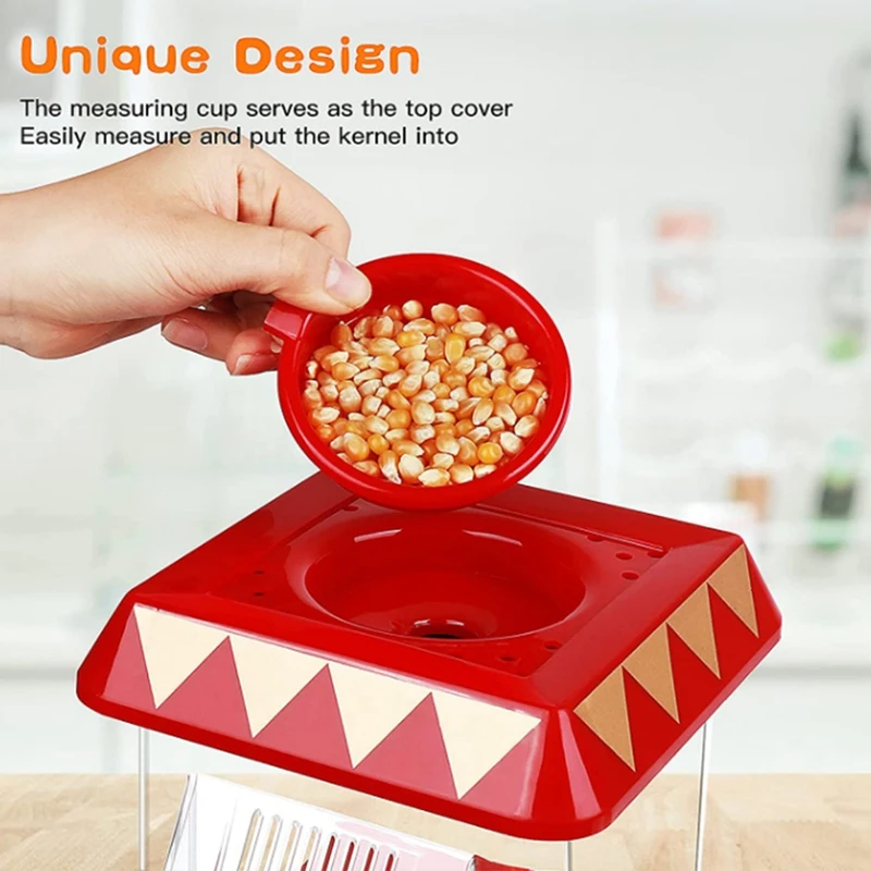 Popcorn Maker,Hot Air Popcorn Machine Vintage Tabletop Electric Popper, Healthy and Quick Snack for Home EU Plug