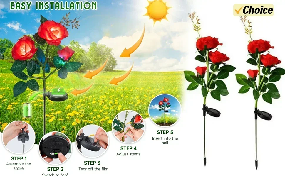 Description Picture 4 of item4 LED Solar Spotlight Garden Reflector Lamp Powered Outdoor Lighting Waterproof Lawn Lamp Courtyard Landscape Decor Solar Light