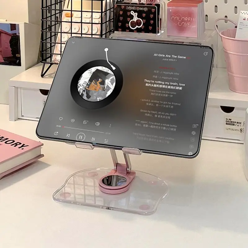 Flat Stand Acrylic Transparent Adjustable Desktop Phone Stand Desktop Universal Lazy Dormitory Good Computer Storage Rack, Light 2