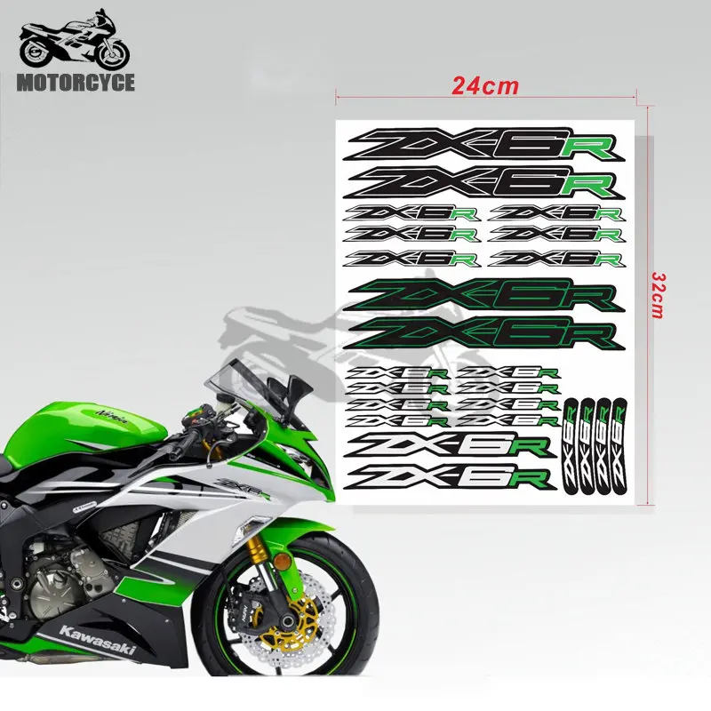 

1set of Decals Suitable for KAWASAKI ZX-6R Motorcycle Sticker Color Helmet Front Trunk Fuel Tank Vinyl Decal Decoration 24*32cm