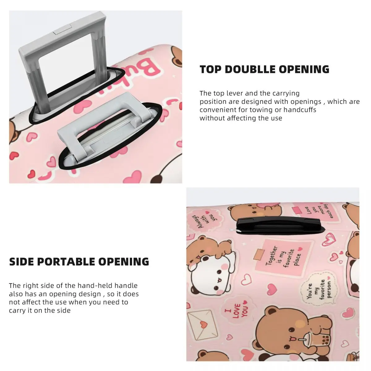 팬더 부부 두두 패턴 여행 가방 커버 스트레치 여행 보호용품 휴일용품