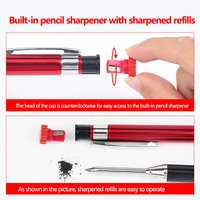 2.8mm Red Blue Black All Metal Solid Woodworking Automatic Pencil with Pencil Sharpener 6 Colors 2B Lead Deep Hole Marking Pen 2