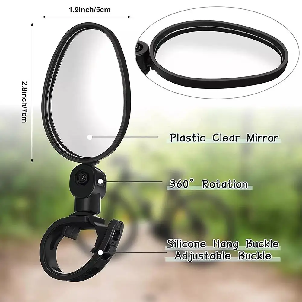Description Picture 2 of item2pcs Bike Rearview Mirror 360° Adjustable Rotatable Handlebar Convex Mirror Safe Wide Angle For Bicycle Cycling Outdoor Spo Q0d5