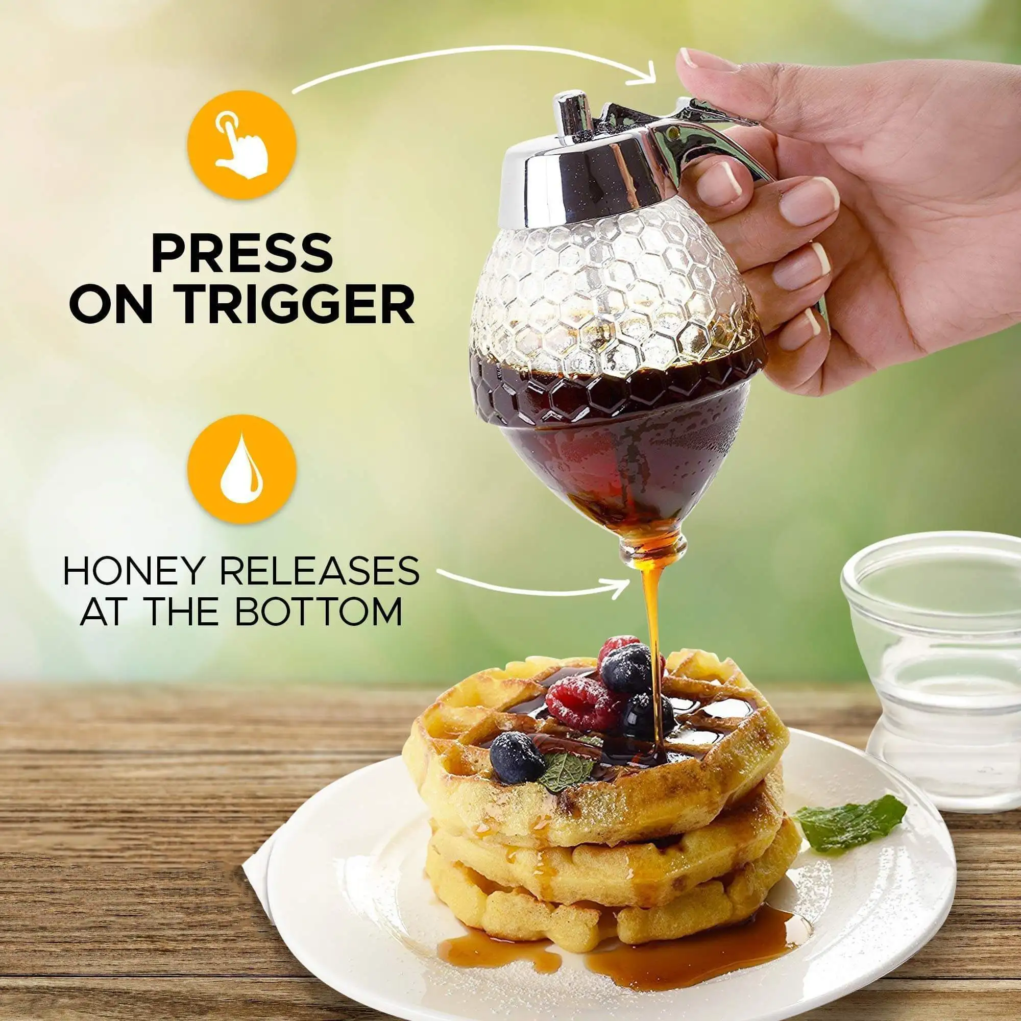 Squeeze Bottle Honey Jar Container Bee Drip Dispenser Kettle Storage Pot Stand Holder Juice Syrup Cup Home Kitchen Accessories