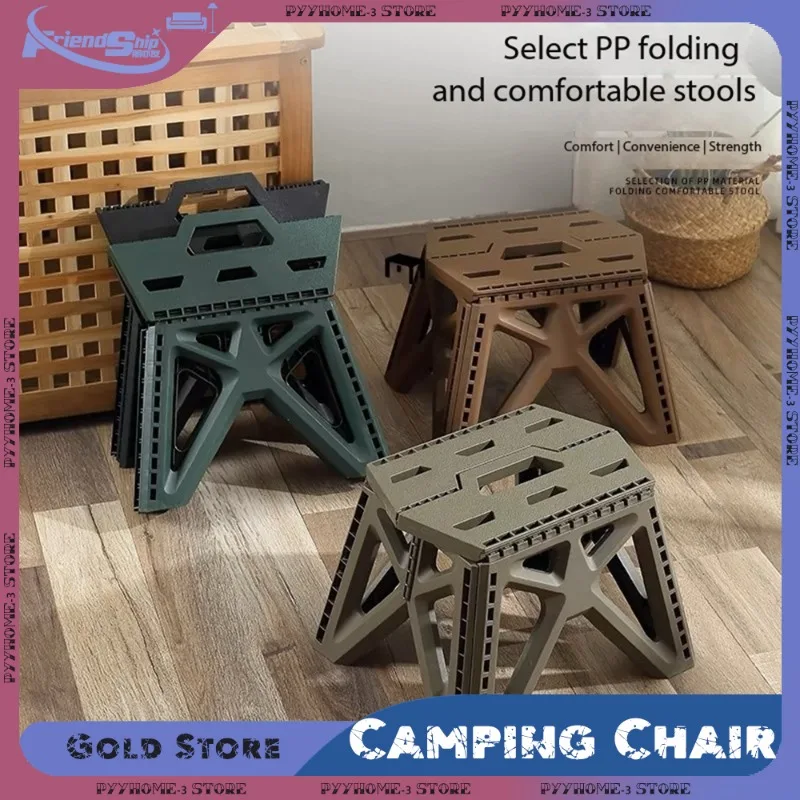 Portable camping stool high load durable plastic chair handle folding outdoor fishing beach stool travel outdoor furniture