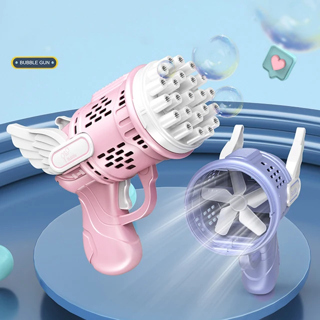 23 Holes Angel Bubble Gun Rocket Bubbles Machine Gun Shape Automatic Blower with Bubble Liquid Toys for Kids Children's Day Gift 1