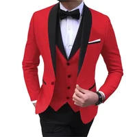 Plus Size Suit (Blazer+ Vest + Pants) Men's Fashion Business Trend Casual Party Outdoor Wedding Groom Dress Solid Color Suit
