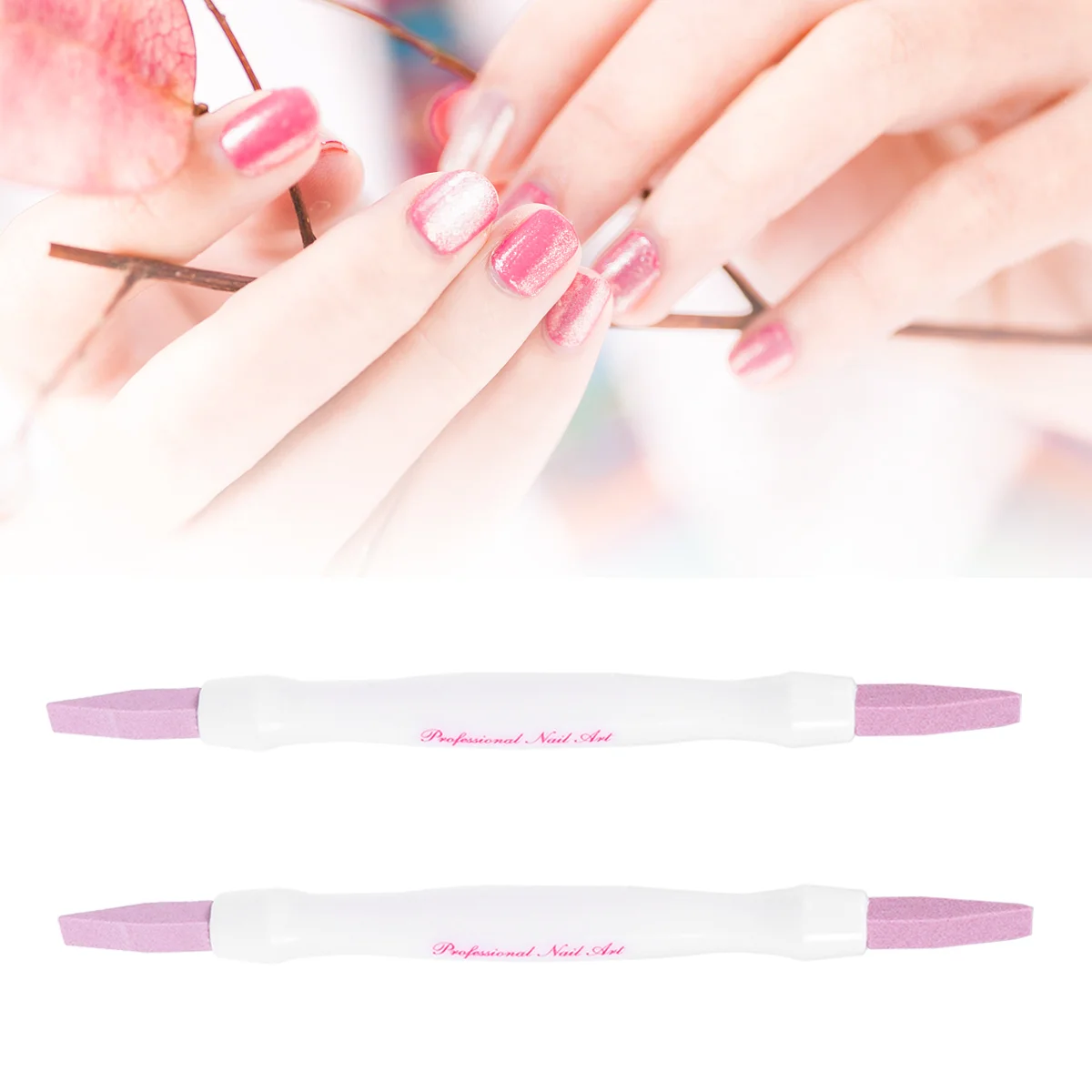

2 PCS Nail Polished Pen Tools Clippers File Dead Skin Remove Trimmer Manicure Scrub Buffing Care Fingernail Files