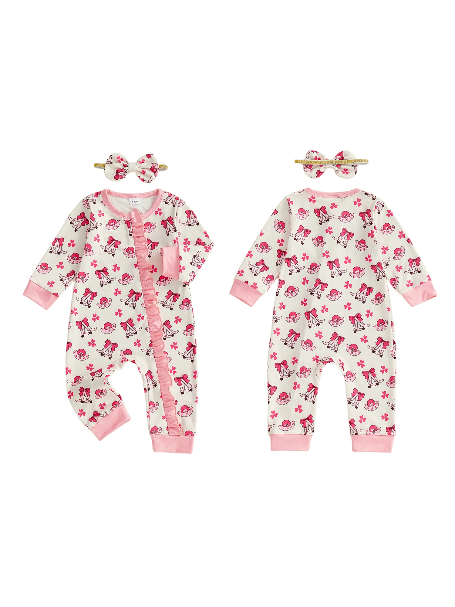 Adorable Infant Cowgirl  with Cute Bow Detail and Matching Headband for Little Western Princesses