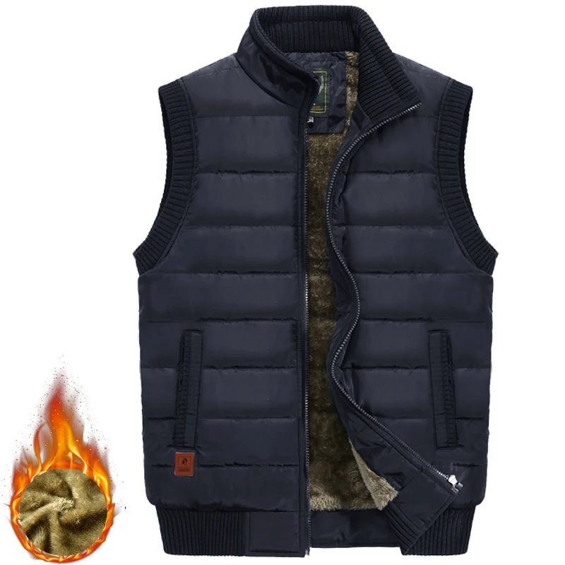 

2022 Men's Winter Jackets Sleeveless Vest Thick Fleece Warm Waistcoat Male Plush Casual Windproof Big Size Plus 8XL Large