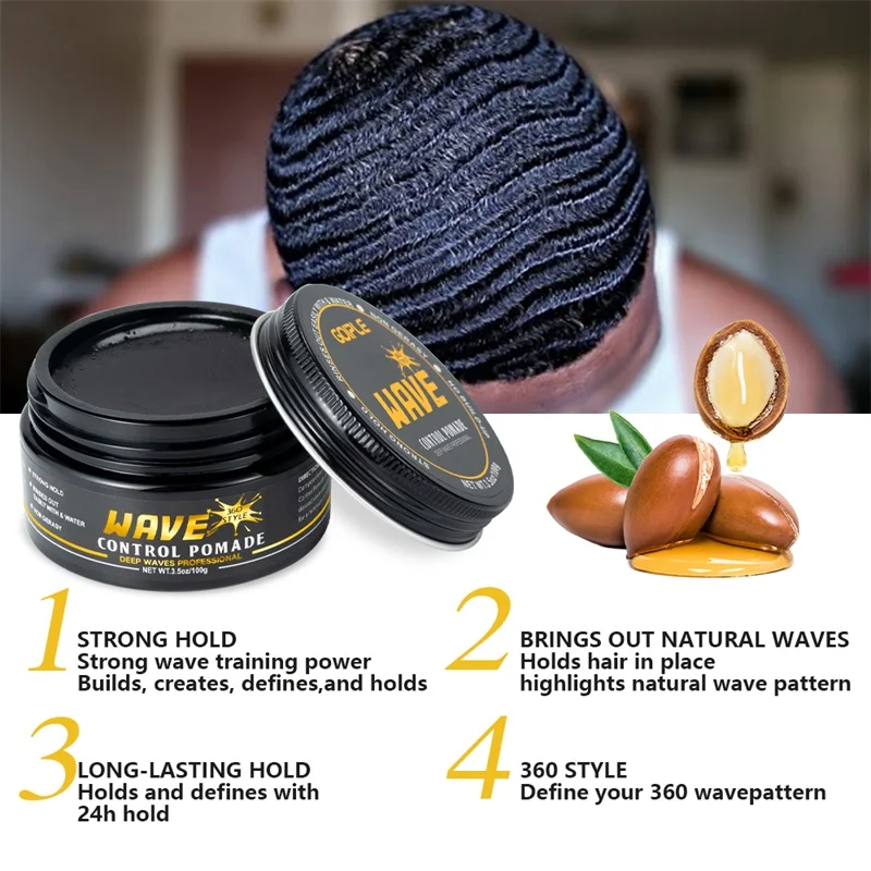 Wave Pomade for Boyfriend Husband Gift Set Butter for Layered Waves 360 Style Wave Training Hair Cream Daily Styling Tools 14pcs 2