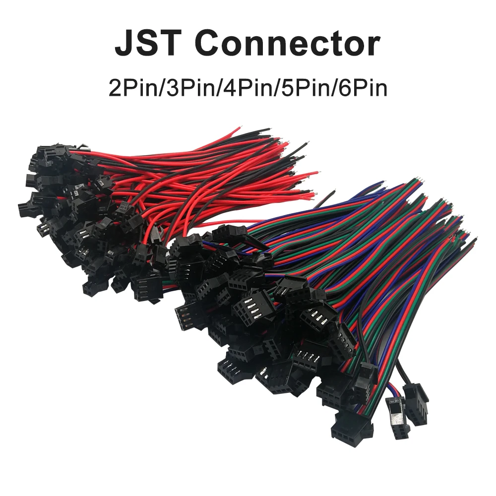 

10Pair-100Pair 2Pin 3Pin 4Pin 5Pin 6Pin JST Connector Male And Female For WS2812B SK6812 WS2815 2835 5050 RGB LED Light Strip