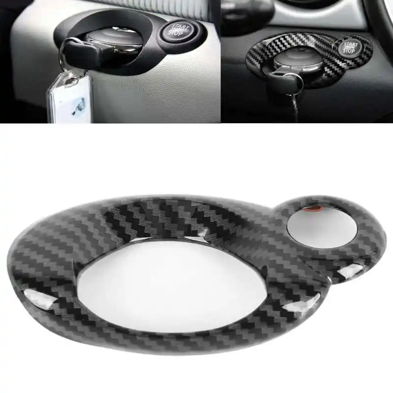 Car-Ignition-Switch-Cover-Trim-Carbon-Fiber-Style-Interior-Sticker ...