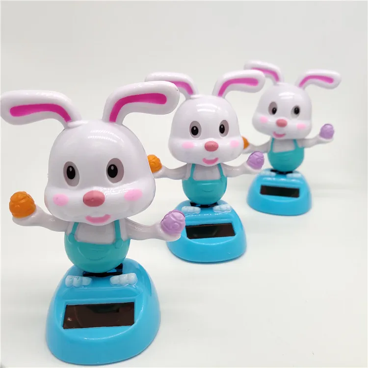Cartoon Ice Cream Rabbit Swinging Doll Solar Car Ornament Car Interior Decoration Children's Solar Toys